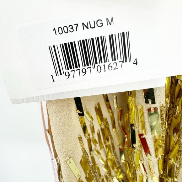 Mac Duggal High Neck Sleeveless Sequin Swing Mini Dress Nude Gold Size M NWT - Picture 11 of 13